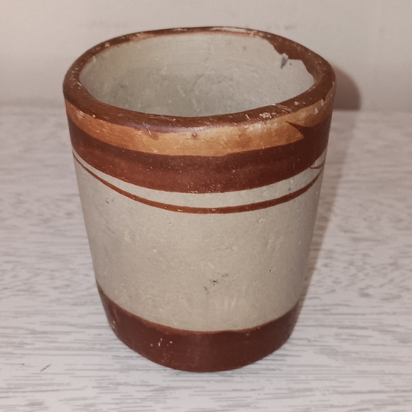 Vintage Handmade Rustic Mexican Clay Pottery Water Jug Decanter With Cup 8" Tall - Picture 11 of 16